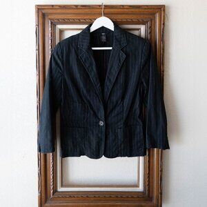 Mossimo Black Pinstripe Blazer Size M Single Button Workwear Career Jacket